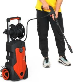 Merkloos Home Hogedrukreiniger - 2100W - 165 Bar - Met Verstelbare Nozzles Slanghaspel 5m Netsnoer 10m Slang - Voor Reiniging Huis Auto Tuin -Tuingereedschap 1083x1200