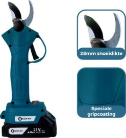 NovarGarden® Elektrische Snoeischaar NG1 - 2x Accu - Elektrisch - Takkenschaar - Op Batterij - 28mm -Tuingereedschap 1089x1200