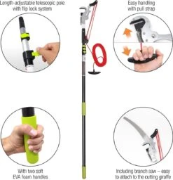 Iceberk Snoeischaar + Snoeizaag (1,45 - 3,70 M) - Telescopische Snoeischaar Voor Het Snoeien Van Bomen En Dichte Struiken Zonder Ladder -Tuingereedschap 1157x1200