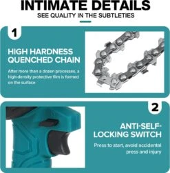 Merkloos Mini Accu Kettingzaag - 4 Inch Elektrische Boomzaag - Handkettingzaag - Met 2 Accu En 1 Oplader - Voor Tuinboom Ranch Bomen Snijden Hout- Blauw -Tuingereedschap 1179x1200 2