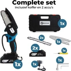 NovarGarden® Mini Kettingzaag NG1 - Met 2x Accu - Takkenzaag - Snoeizaag - Electrisch - Handzaag - Boomzaag - 21V -Tuingereedschap 1193x1200 3