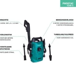 VONROC Hogedrukreiniger V14C-1 - 1400W – 110 Bar – 390 L/h – Compact - Incl. 5m Slang, Spuitstukken En Accessoires -Tuingereedschap 1200x1008