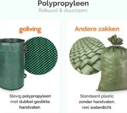 Goliving Tuinafvalzak - Set Van 2- Tuinafvalzakken Opvouwbaar - Tuinzak - Tuinafvalemmer - 2x 280 Liter - Groen -Tuingereedschap 1200x1068