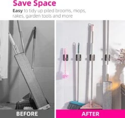 BOTC Bezemhouder - 4 Stuks - RVS - Bezem Ophangsysteem - Bezem Houder - Tuingereedschap - Zwart -Tuingereedschap 1200x1134 3