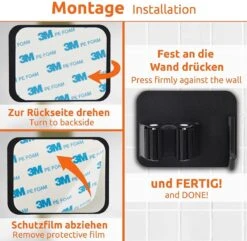 BOTC Bezemhouder - 4 Stuks - RVS - Bezem Ophangsysteem - Bezem Houder - Tuingereedschap - Zwart -Tuingereedschap 1200x1170 4