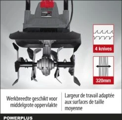 Powerplus POWEG7010 Tuinfrees - 1050W - Werkbreedte 320mm - Werkdiepte Max. 220mm - Incl. 4 Messen -Tuingereedschap 1200x1179 14