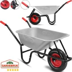 Gardebruk Kruiwagen 100L - Luchtband - 250kg Draagkracht Zilver -Tuingereedschap 1200x1200 17
