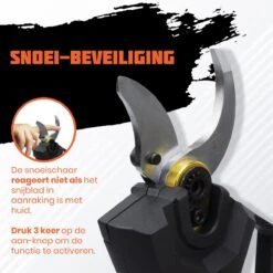 Reichlër® Elektrische Snoeischaar - 40 Mm Snijdiameter - 2x Accu - Anti-cut Functie - Heggenschaar - Takkenschaar - Zwart -Tuingereedschap 1200x1200 204