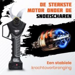 Reichlër® Elektrische Snoeischaar - 40 Mm Snijdiameter - 2x Accu - Anti-cut Functie - Heggenschaar - Takkenschaar - Zwart -Tuingereedschap 1200x1200 205