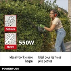 Powerplus POWEG40100 Elektrische Heggenschaar - 550W - Snoeien En Knippen - Zwaardlengte 560mm - Mesafstand 16mm - Haagschaar Voor Tuinonderhoud -Tuingereedschap 1200x1200 255