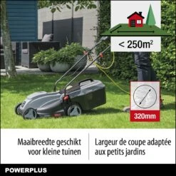 Powerplus POWEG63703 Elektrische Grasmaaier - Grasmachine Voor Kleine Tuin - 1000 W - 32cm Maaibreedte - 30L Opvangbak - Verstelbare Maaihoogte -Tuingereedschap 1200x1200 290