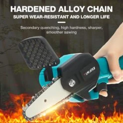 Merkloos Mini Accu Kettingzaag - 4 Inch Elektrische Boomzaag - Handkettingzaag - Met 2 Accu En 1 Oplader - Voor Tuinboom Ranch Bomen Snijden Hout- Blauw -Tuingereedschap 1200x1200 775