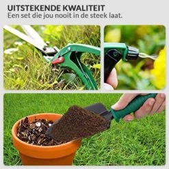 Tuinierset 10 Delig Met Complete Gereedschapskoffer Set Inclusief Tuinschaar, Handschep, Handhark, Plantenspuit, Haakvormige Voegenkrabber, Bloemenschepje, Bloemenschaar, Grasschaar En Heggenschaar -Tuingereedschap 1200x1200 933