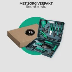 Tuinierset 10 Delig Met Complete Gereedschapskoffer Set Inclusief Tuinschaar, Handschep, Handhark, Plantenspuit, Haakvormige Voegenkrabber, Bloemenschepje, Bloemenschaar, Grasschaar En Heggenschaar -Tuingereedschap 1200x1200 937