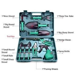 Merkloos 10-Delige Tuingereedschap Set Inclusief Opbergkoffer - Tuinierset - Tuinsetje - Gereedschap Voor Tuin - Tuinschaar - Tuinschepje - Bloemenschaar - Voegenkrabber - Plantenspuit - Grasschaar - Bloemenschep - Tuinhark -Tuingereedschap 1200x1200 946