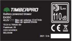 TIMBERPRO - Bladblazer Elektrisch 40V, ZEER Krachtig (incl. 4A Batterij En Incl. Lader) -Tuingereedschap 1200x676 1