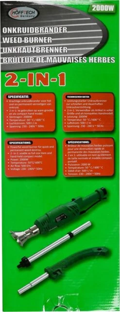 Hofftech Weed Burner Elektrische Onkruidbrander - 2000W - Max. 600 °C - BBQ Aansteker -Tuingereedschap 464x1200