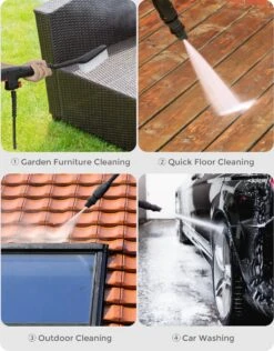 Merkloos Home Hogedrukreiniger - 2100W - 165 Bar - Met Verstelbare Nozzles Slanghaspel 5m Netsnoer 10m Slang - Voor Reiniging Huis Auto Tuin -Tuingereedschap 939x1200 2