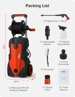 Merkloos Home Hogedrukreiniger - 2100W - 165 Bar - Met Verstelbare Nozzles Slanghaspel 5m Netsnoer 10m Slang - Voor Reiniging Huis Auto Tuin -Tuingereedschap 939x1200 5